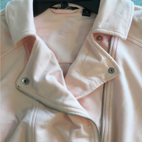 H by HALSTON Pink jacket size 16 full off-set zipper, long sleeve.Asymmetrical - Picture 5 of 11